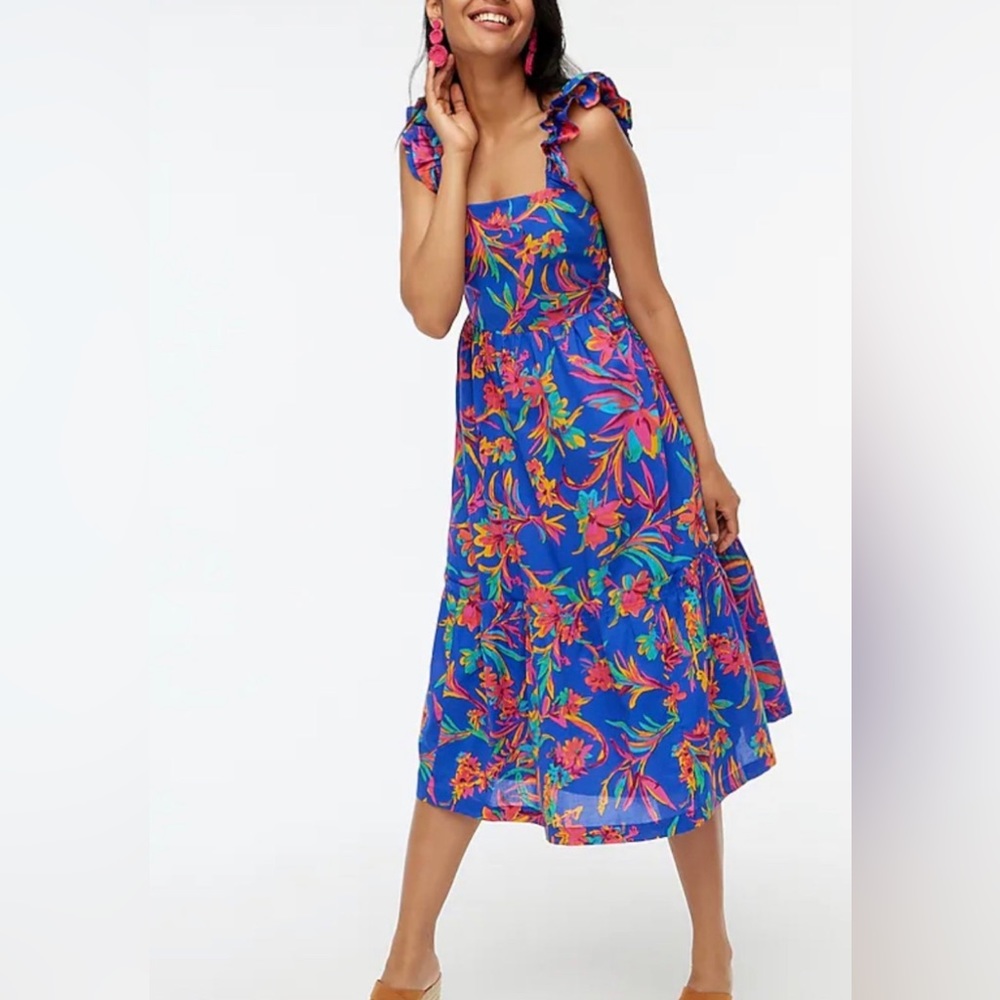 J Crew Flutter Sleeve Tiered Midi Dress size 6